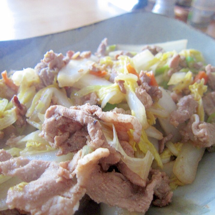 白菜と豚肉とニンジンと葱のフライパングリル